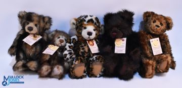 4x Charlie Bear Sofy Toys Limited Edition, to include Rhubarb & Crumble with bag, Anniversary Edward