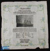 Remember The Lusitania 1915 Paper Napkin- A scarce seldom seen commemorative memoriam paper napkin