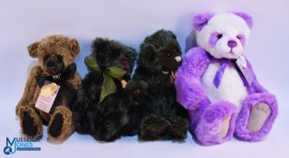 4x Charlie Bear Sofy Toys Limited Edition, to include Anniversary Thomas with bag, Ivy with bag,