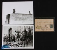 WWII - two original bw full plate press stills, the first showing Hitler, Mussolini and Hess on a