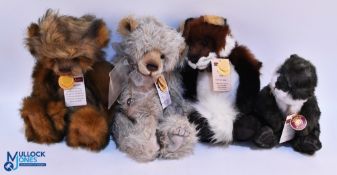 4x Charlie Bear Sofy Toys Limited Edition, to include Gumboots with bag, Splish Splash, Snugglebum