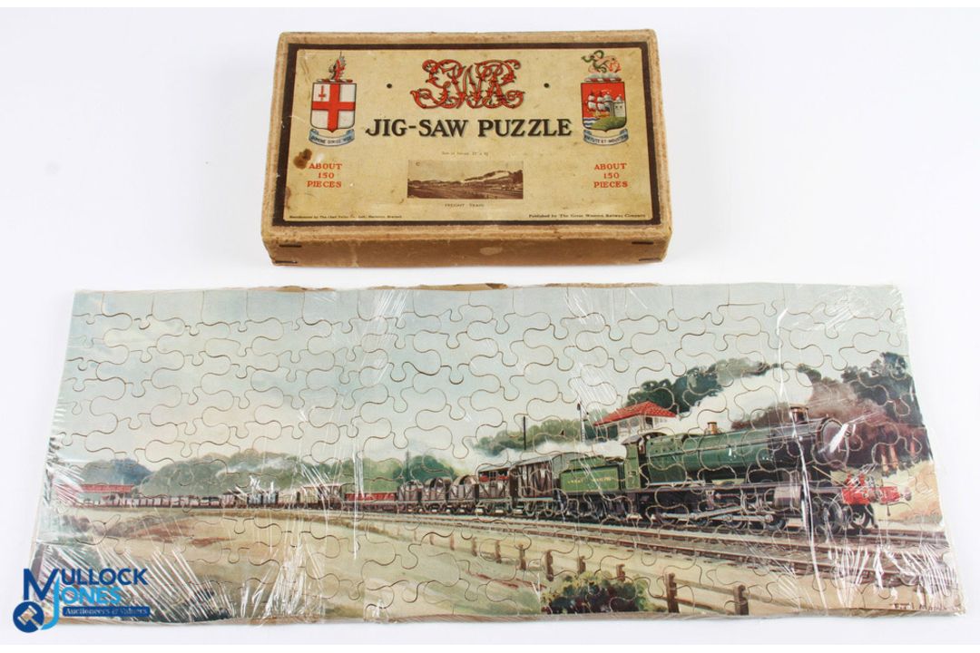GWR Wooden Jig-Saw Puzzle Freight Train, 150+ pieces all complete and original box G