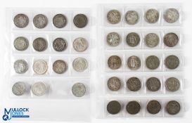 Edward VII to George VI Silver Half Crowns (35) - near complete run from 1911 to 1946 missing