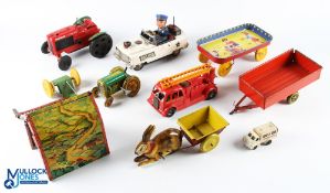 Period Tinplate Clockwork & Frictions Vehicles, a collection of well used toys with noted items