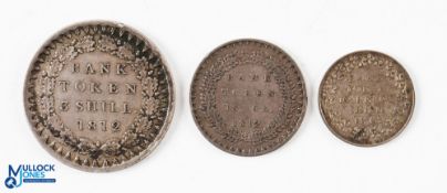 George III Silver Bank Tokens (3) - 1812 3 shillings and 1 shilling 6d coins, with Bank token 10