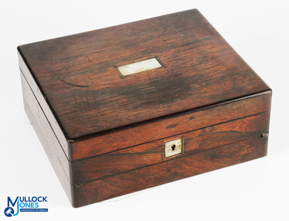 A Fine Victorian Antique Ladies Travelling Wooden Writing Desk, Sewing Box or Jewellery Box - with a - Image 3 of 3