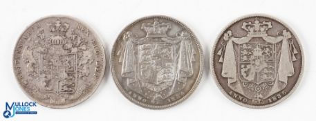 George IV / William IIII Silver Half Crown Coins (3) - 1825, 1834 in F/VF condition and 1835 (3)