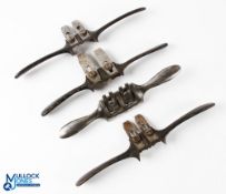 4x Lambs Tongue Spoke Shave Tools, cast bodies with blades 2 by Oveloe and one marked Matherson (4)