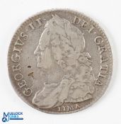 George II 1746 Lima Silver Half Crown Coin strike mark to left of bust