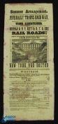 Fine Early Historic American Railway Poster 1853 - New York, Buffalo & Erie Railroad 1853. Has