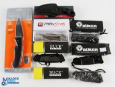 Group of 7x Folding Knives - inc Gerber, Boker, Buck, Whitby Knives and Smith & Wesson, all in boxes