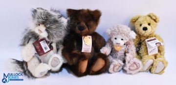 4x Charlie Bear Sofy Toys Limited Edition, to include Brook with bag, Penelope with bag, Anniversary