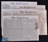 Pugilism - Bare Knuckle Fights of 1824-45 original issues of The Englishman newspaper Nov-Dec
