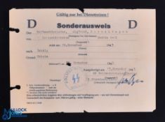 WWII - Third Reich - Secret Police special passport issued to Rottwachtmeistder Sigfried Hasenkamper