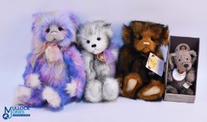 4x Charlie Bear Sofy Toys Limited Edition, to include - Rheya best friends club, Molly with bag,