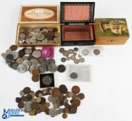 Coin Collection GB and World Coins to include silver coins of 2 holed Georgian coins 1774 1816