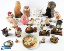 An Owl Ornament Collection, a life's time collection of owl figures - ceramic, resin and metal,