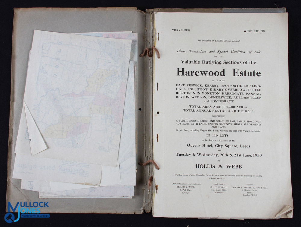 Yorkshire - Wharfedale - The Harewood Estate printed sales book for the sale of the outlying - Image 2 of 2