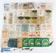 Collection of approximately 50 vintage Allcock casts, worm tackle, assorted lures on cards, bait