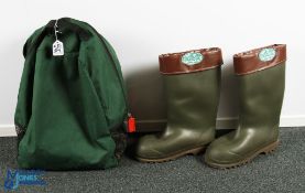Muk Luks Outdoor Ware Lined Wellington Boots, size 8-9 in light used condition, with a pair of