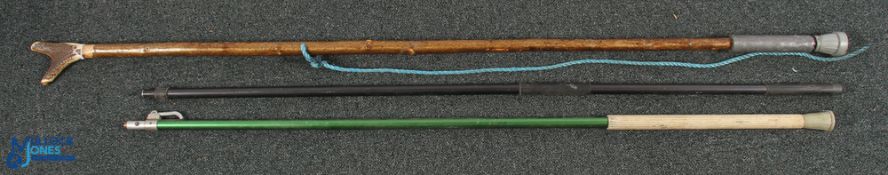 Wading Staff with Antler top and weighted end - a homemade item, plus 2 extendable landing net poles