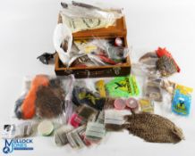 Fly-Tying Wooden Box, full of contents -to include Veniard vice, Hemmingway's Hares Dubbing, plus