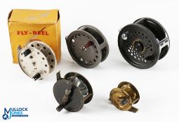 A collection of fly reels, comprising: BFR Magnum 200D disc drag alloy salmon fly reel, 4