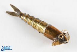 James Gregory stamped articulated minnow lure approx. 3.5