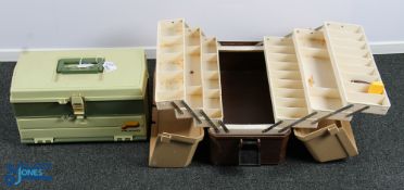 2 Empty cantilever fishing Tackle boxes, with a Plamo 707 and unbranded box (2)