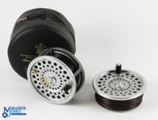 Hardy Marquis Salmon No.2 alloy salmon fly reel, ribbed brass foot, counterbalance to spool, retains