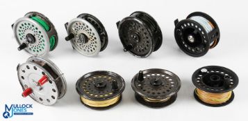A collection of reels to include: Okuma Airstream AT 4/6 composite trout fly reel with spare