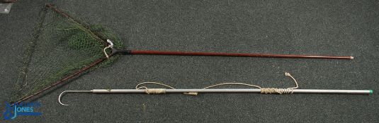 Large Hardy Sea Trout Fishing Net, with a Efgeeco gaff - large item 194cm x 70cm. Collection only