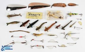 Mixed artificial baits and spoons to include: Wadham, Hardy, Devons, Realistics and anti twist. Over