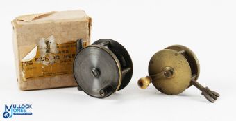 Very interesting spike winch brass reel by J Weekes Dublin, 2