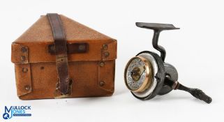 Illingworth No 3 casting reel No 3417, exposed gearing, alloy dish spool, brass line pick up, LHW,