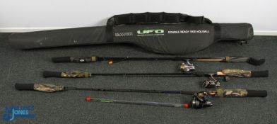 Maver UFO Rod Bag with 3 Coarse Fishing Rods with Reels, to include rods of Daiwa Carp feeder 11q-