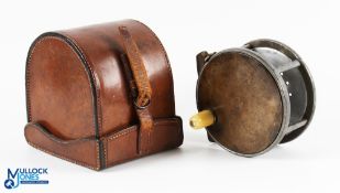 Hardy brass faced Perfect salmon fly reel, white handle, strap tension regulator with Turk's lock