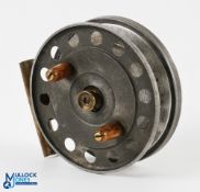 A scarce W F Homer, Forest Gate, London, alloy centre pin trotting reel 3 ½