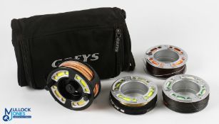 Greys Alnwick GRXi alloy cassette trout fly reel with 3 spare cassettes 3 7/8
