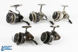Collection of 5 Allcock Felton Crosswind reels, an early round body example with half bail and large