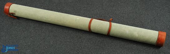 A multi rod carry case hard tube covered with canvas with leather fittings - 60