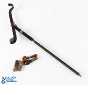 Period Allcocks Metal Rod Rest, pat no. 775036 stamped, and a few rod acorns