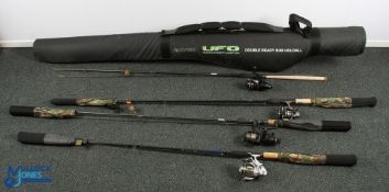 Maver UFO Rod Bag with 4 Coarse Fishing Rods & Reels, to include Middy X-felx 4G 10ft, 2 pieces,