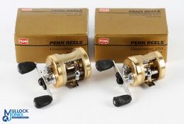 2x Penn Reels Generation V55 and V75 baitcasting reels both appear in similar construction with