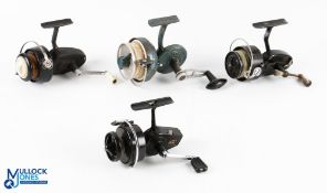 A collection of fixed spool reels, as follows: Pezon et Michel Lux'Or No 3LA, runs well. Triplex C-