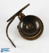 A scarce Mallock Perth patent brass side casting reel, size 2 5/8
