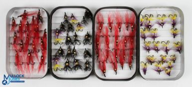 100 salmon flies tied on black treble hooks, sizes up to 1.25