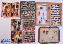 Fly Fishing Boxes Wallet, a leather Barbour wool fleece lined wallet, 2 Leeda plastic boxes, 2