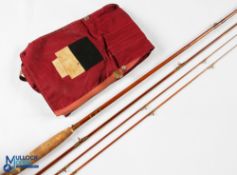 Millwards Flylite split cane trout fly rod 8' 3pc with spare tip No 5049, copper anodised reel