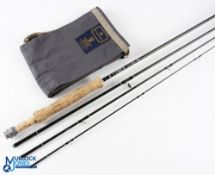 Scarce Hardy Ultralite travel 9' 4 piece, spiral graphite fly rod, line #6, guides whipped black,
